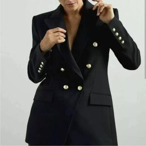 Zara Double Breasted Blazer With Shoulder Pads Blogger’s Favorite Black
